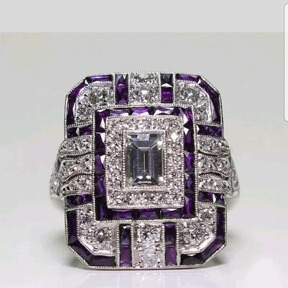 Jewelry - Sterling Silver Amethyst Topaz  Statement Ring